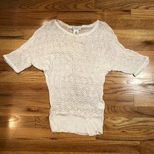 WOMENS KATE HILL PETITE CREAM CROCHET SEMI-SHEER TOP PM